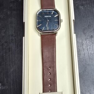 Breda Men's Brown Leather Strap Watch